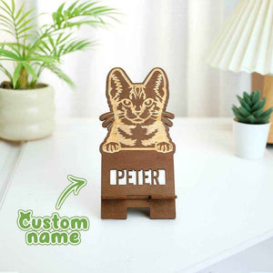 Personalized Engraved Pet Portrait Wooden Phone Stand – Custom Gift for Pet Lovers - Customise Now