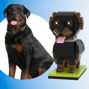 Customizable Rottweiler Dog Brick Figure – Unique Full Body Mini Block Display - Customise Now