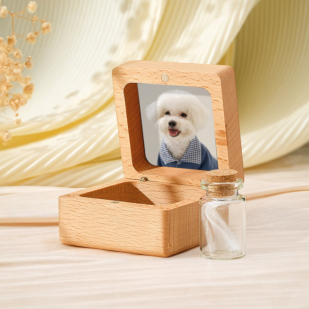 Personalized Pet Memorial Wooden Keepsake Box – Custom Engraved Memory Box