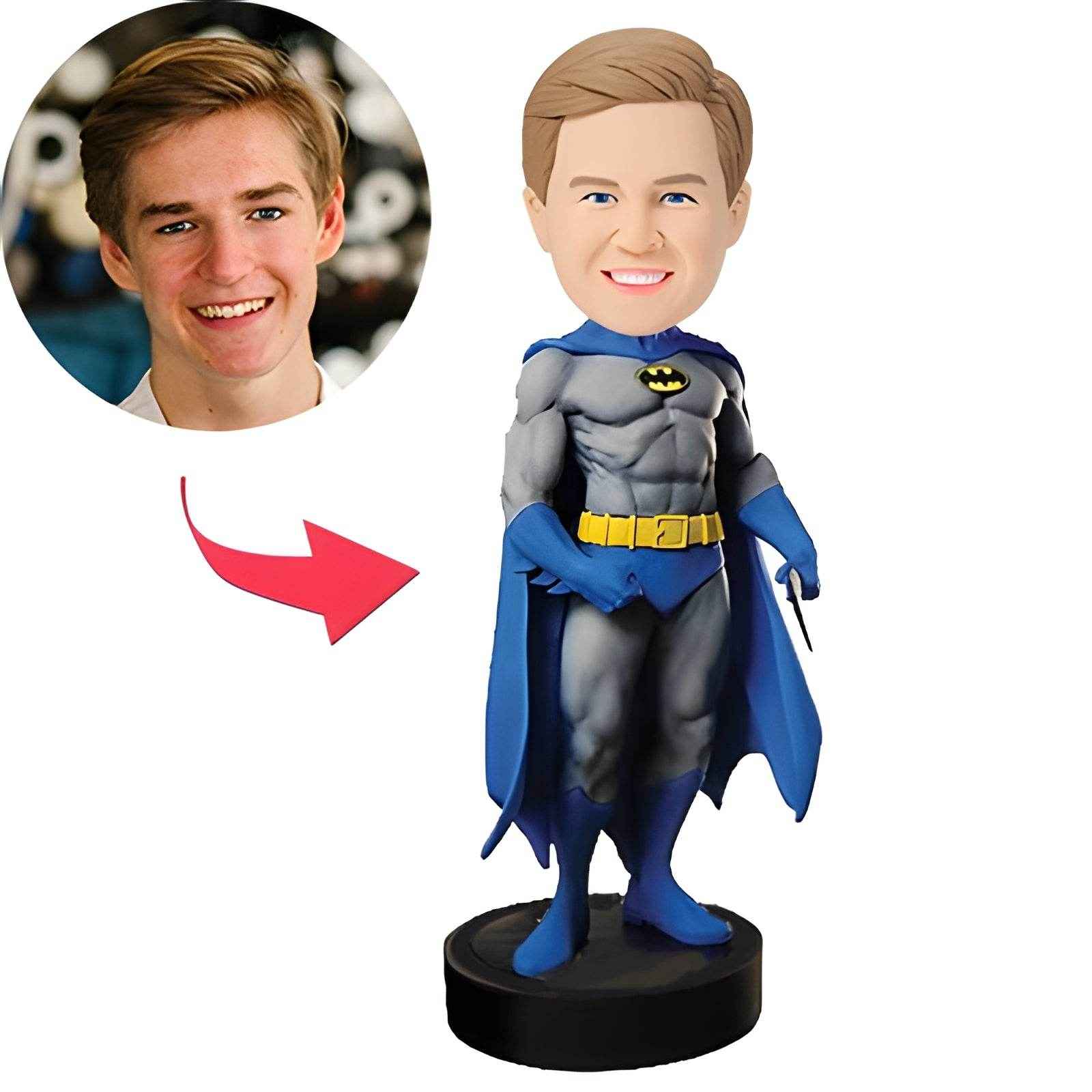Custom Bobblehead in Batman Suit – Personalized Caped Crusader Figure - Customise Now