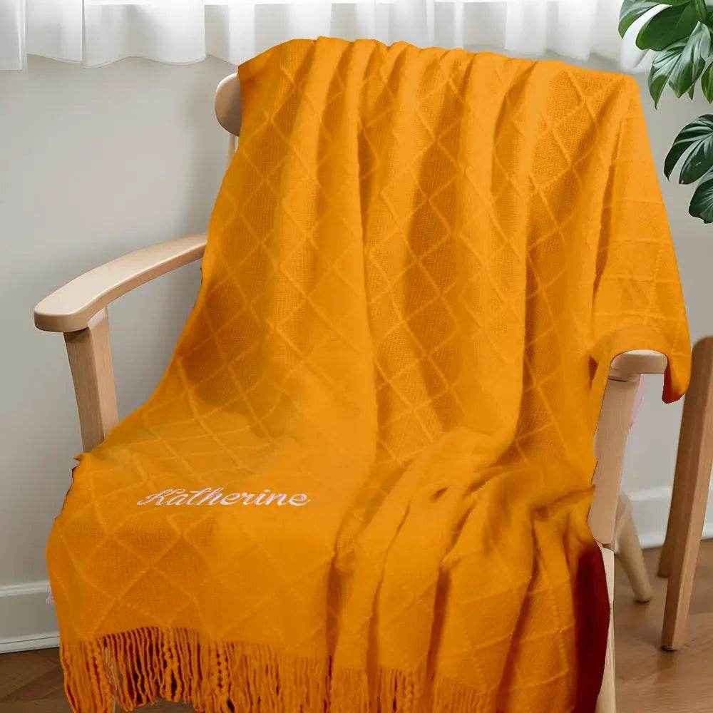 Personalized Tassel Blanket – Custom Embroidered Cozy Throw - Customise Now