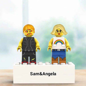 Custom Couple Minifig Set – Personalized with Engraved Base & Display Box - Customise Now