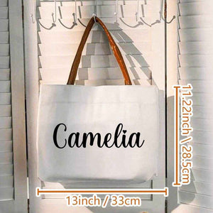 Personalized Name Canvas Tote Bag with Magnetic Buckle – Custom Gift for Her - Customise Now