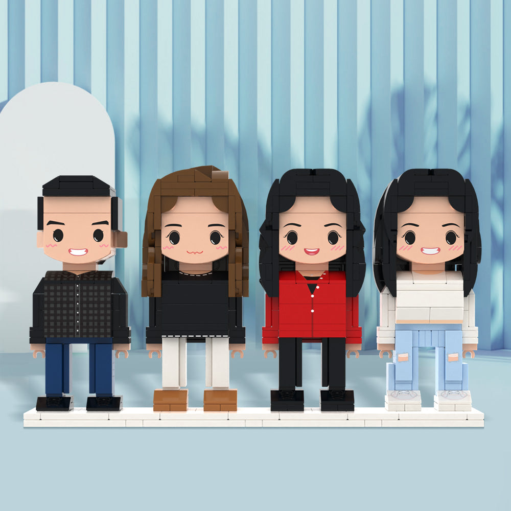 Full Body Customisable 4-Person Brick Figures Set – Personalised Group Keepsake Gift