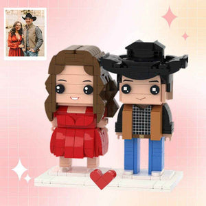 Customizable Full Body Brick Figures – Personalized 2-Person Mini Block Toy - Customise Now