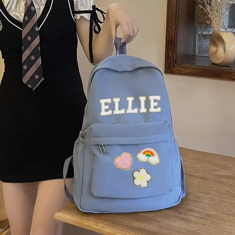 Personalized Name Backpack & Lunch Bag Set – Custom Chenille Patch School Combo