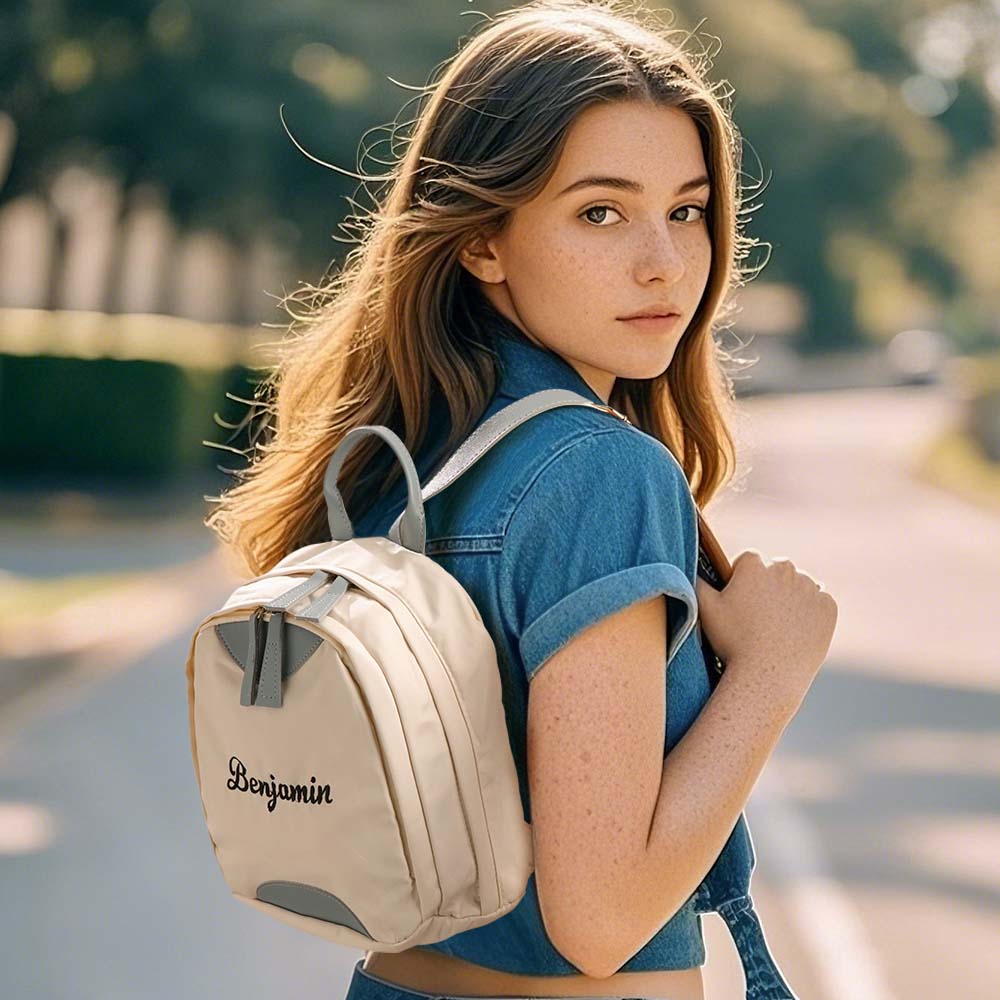 Personalized Name Embroidery Mini Backpack – Custom Kids’ Bag with Dinosaur Keychain