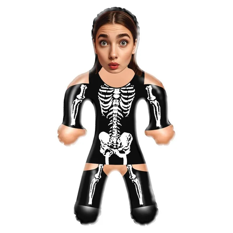 Custom Face Skeleton Lady Blow-Up Doll – Funny Inflatable Balloon Gift