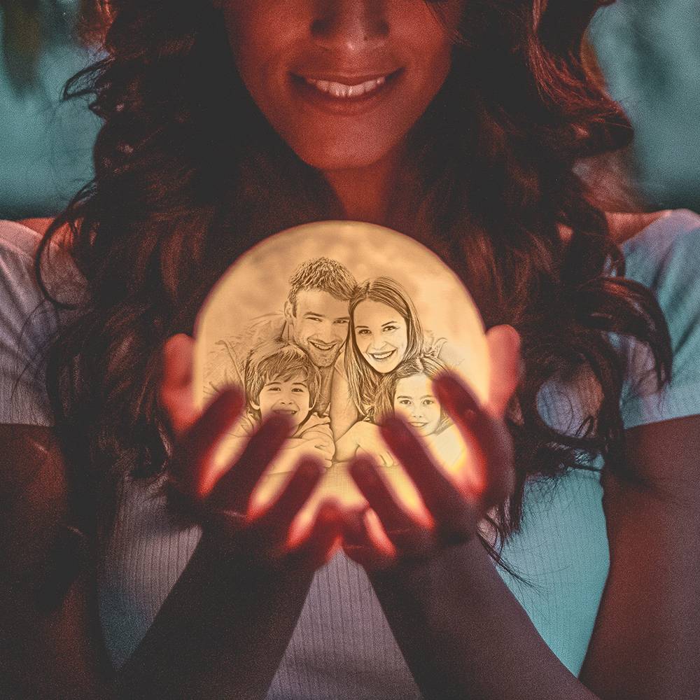 Custom 3D Printed Photo Moon Lamp – Personalized Double-Sided Moon Light