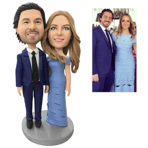 Customizable 2 Bobblehead Figures – Engraved Text & Full Body Customization - Customise Now