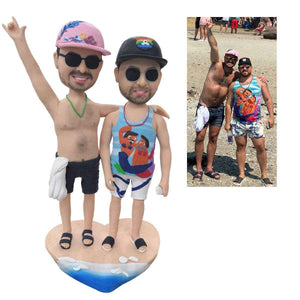 Customizable 2 Bobblehead Figures – Engraved Text & Full Body Customization - Customise Now