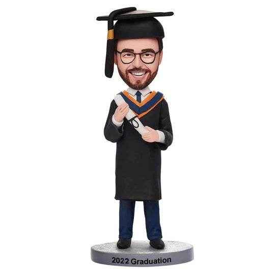 Custom Graduation Bobblehead – Personalized Male Graduate Figurine - Customise Now