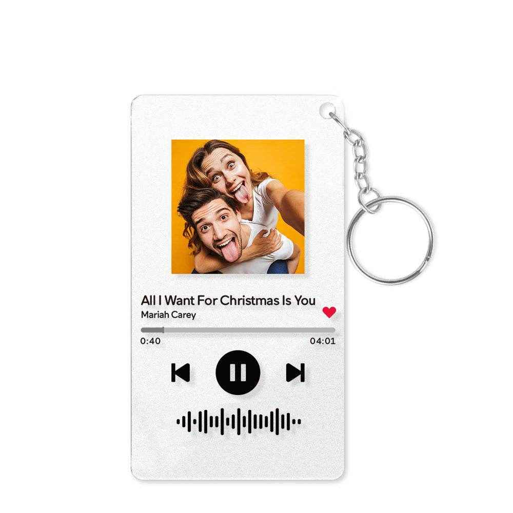 Scannable Code Music Song Plaque Keychain – Custom Photo Acrylic Keyring - Customise Now