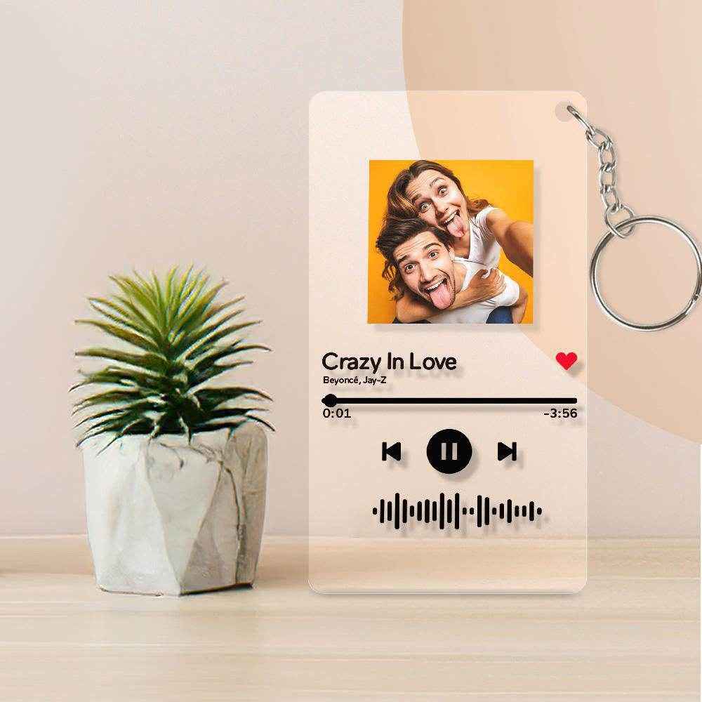 Scannable Code Music Song Plaque Keychain – Custom Photo Acrylic Keyring - Customise Now