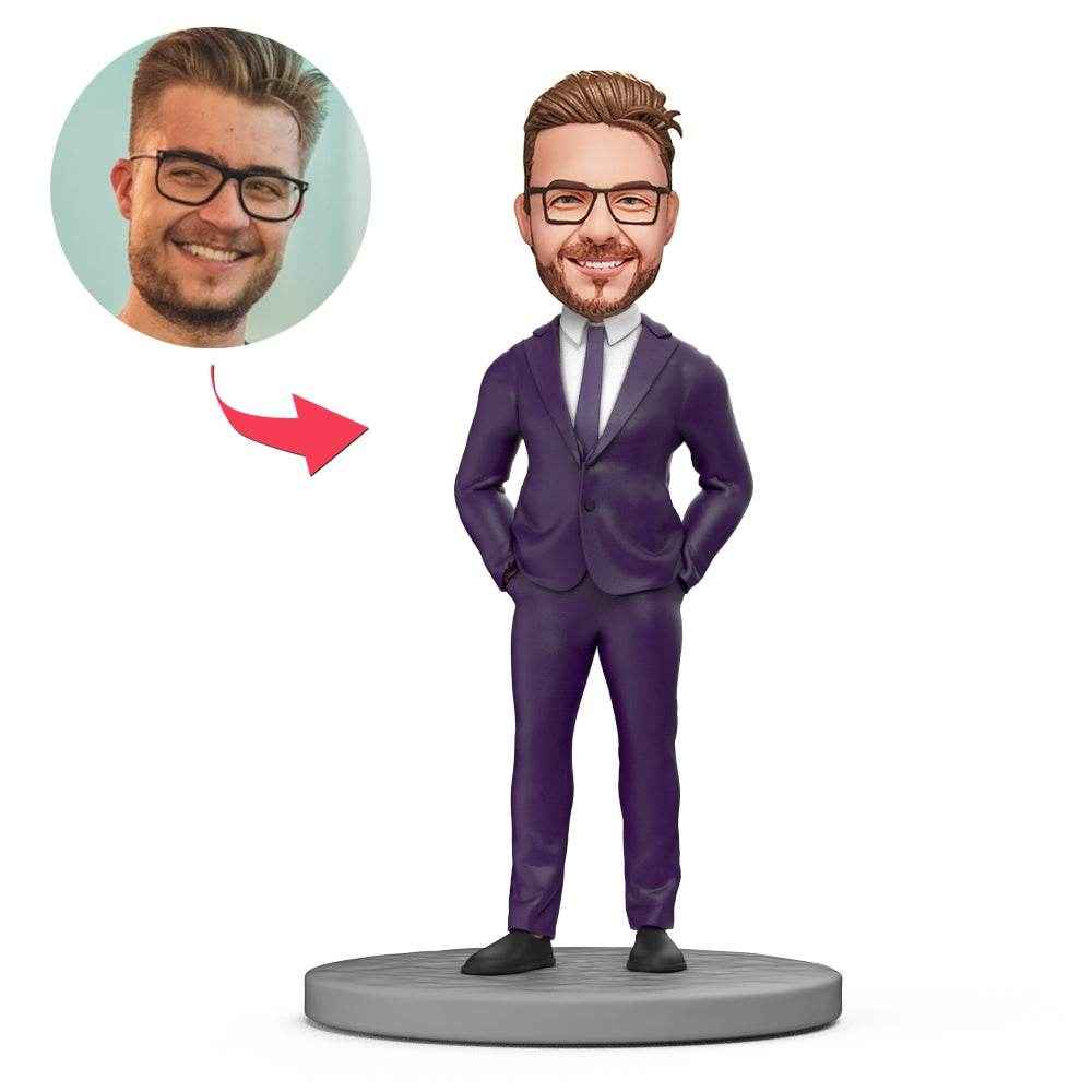 Custom Executive Bobblehead – Male Boss in Suit with Relaxed Pose - Customise Now