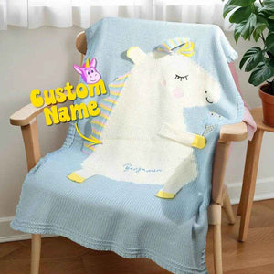Personalized Knitted Unicorn Blanket – Custom Name Baby Blanket - Customise Now
