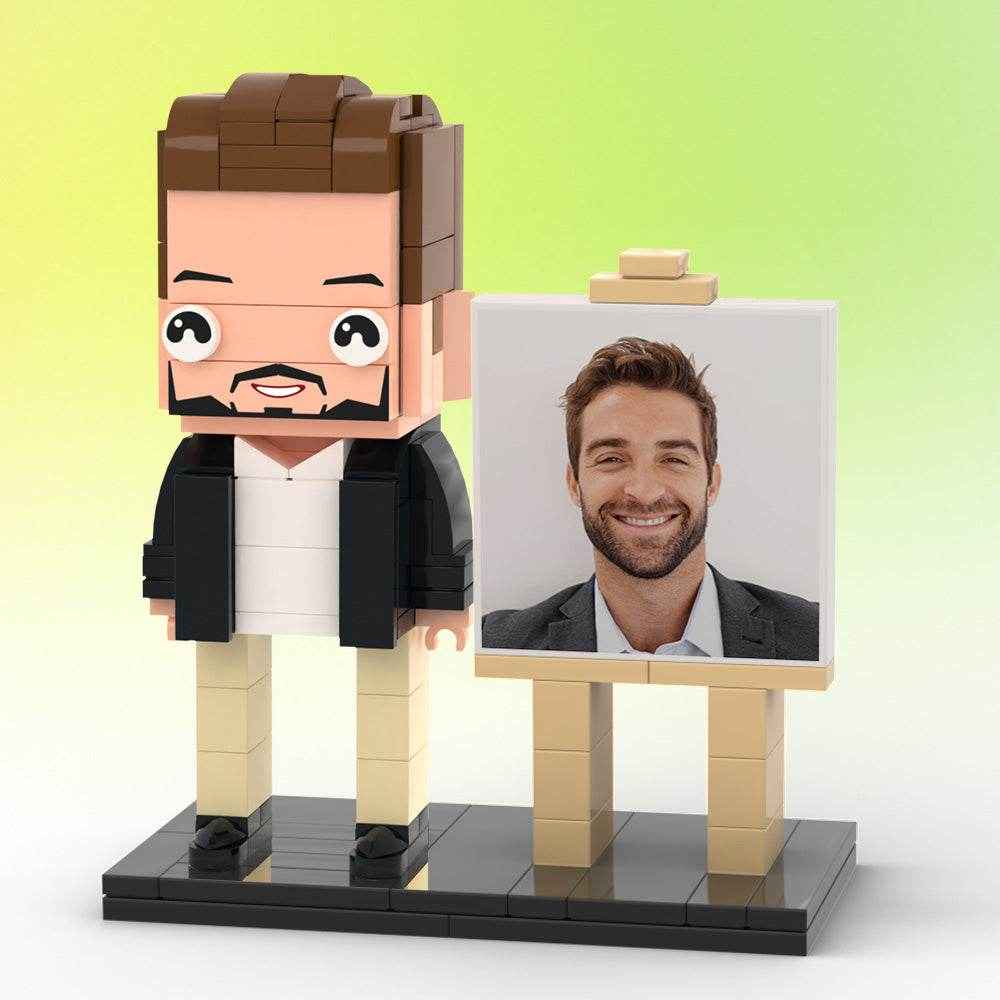 Personalized Full Body Brick Figure – Custom Mini Block with Photo Frame For Him - Customise Now