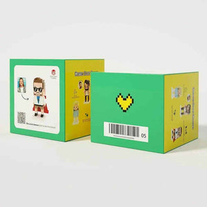 Full Body Customizable Cute Brick Figure with Dog – Round Face Style - Customise Now