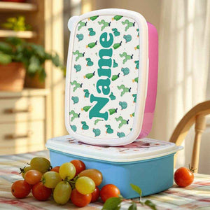 Personalized Name Lunch Box – Cute Cartoon Cactus Design - Customise Now