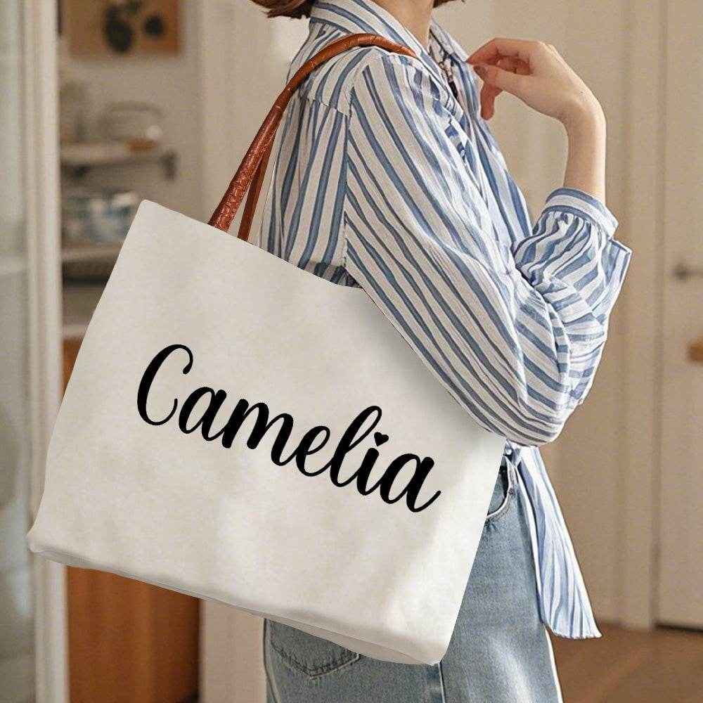 Personalized Name Canvas Tote Bag with Magnetic Buckle – Custom Gift for Her - Customise Now