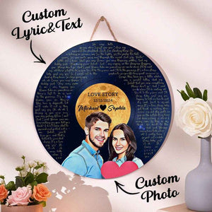 Custom Vinyl Record Wood Sign – Personalized Song Lyrics & Portrait Engraving - Customise Now