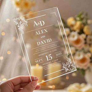 Personalized Acrylic Wedding Invitation – Elegant Custom Party Invites - Customise Now
