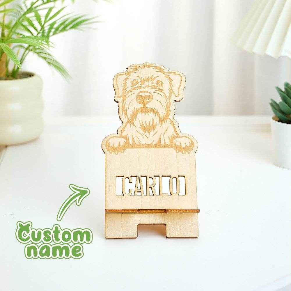 Personalized Engraved Pet Portrait Wooden Phone Stand – Custom Gift for Pet Lovers - Customise Now