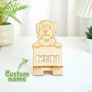 Personalized Engraved Pet Portrait Wooden Phone Stand – Custom Gift for Pet Lovers - Customise Now
