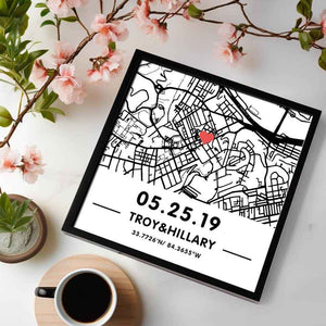 Custom Hand-Drawn Street Map Sign Plaque – Personalized Framed Anniversary & Love Gift - Customise Now