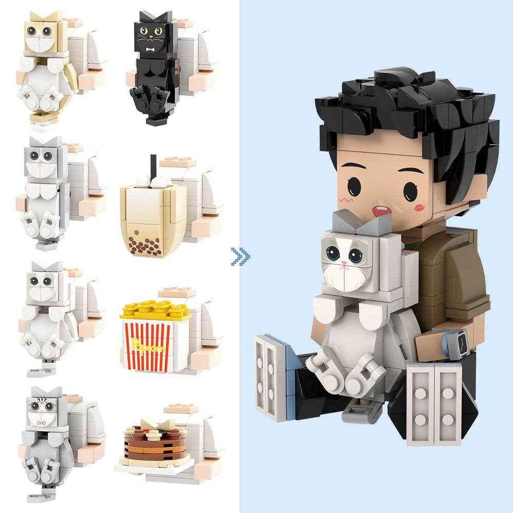 Customizable Sitting Brick Figure – Cute Mini Block with Choice of Accessory - Customise Now