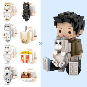 Customizable Sitting Brick Figure – Cute Mini Block with Choice of Accessory - Customise Now