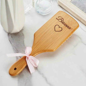 Personalized Hairbrush – Custom Name & Heart Engraved Wooden Comb - Customise Now