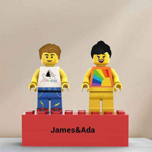Custom Couple Minifig Set – Personalized with Engraved Base & Display Box - Customise Now