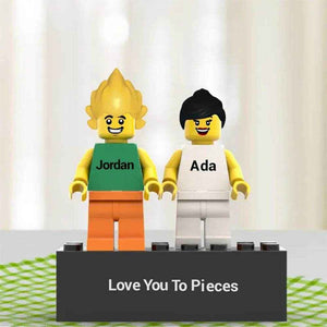 Custom Couple Minifig Set – Personalized with Engraved Base & Display Box - Customise Now