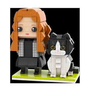Full Body Customizable Brick Figures – Personalized Mini Block Figures with Cat - Customise Now