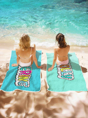 Personalized Dalmatian Dots Beach Towel with Rainbow Name - Customise Now