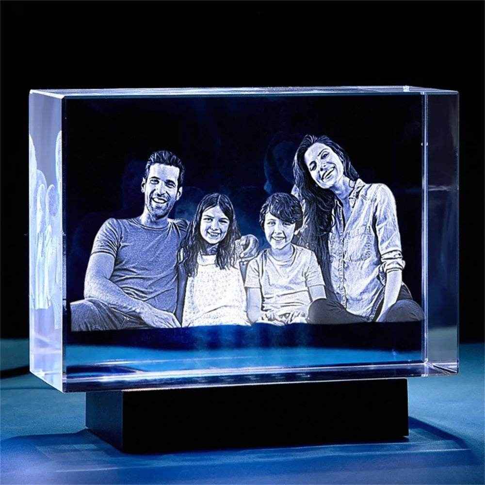 Custom Engraved Crystal Photo Frame – Unique 3D Cube Picture Display - Customise Now