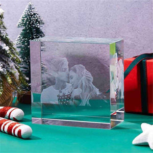 Custom Engraved Crystal Photo Frame – Unique 3D Cube Picture Display - Customise Now