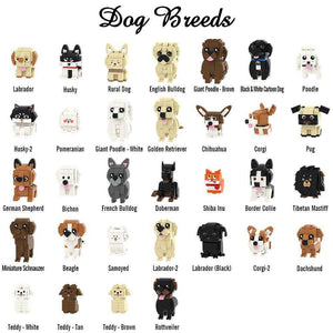 Full Body Customizable Cute Brick Figure with Dog – Round Face Style - Customise Now