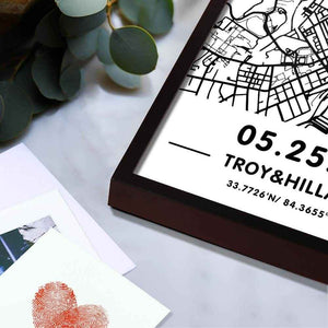 Custom Hand-Drawn Street Map Sign Plaque – Personalized Framed Anniversary & Love Gift - Customise Now