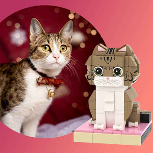 Customizable Tabby Cat Brick Toy – Unique Full Body Mini Block Set - Customise Now