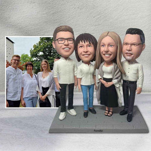 Customizable 4 Bobblehead Figures – Engraved Text & Full Body Customization - Customise Now