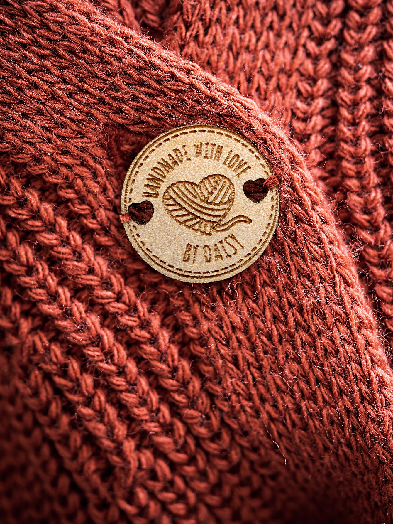 Personalized Wooden Buttons – Handmade with Love Labels