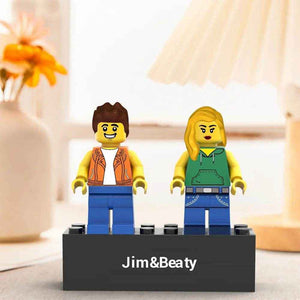 Custom Couple Minifig Set – Personalized with Engraved Base & Display Box - Customise Now