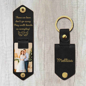 Personalized Engraved PU Leather Keychain – Custom Metal Keychain with Photo - Customise Now