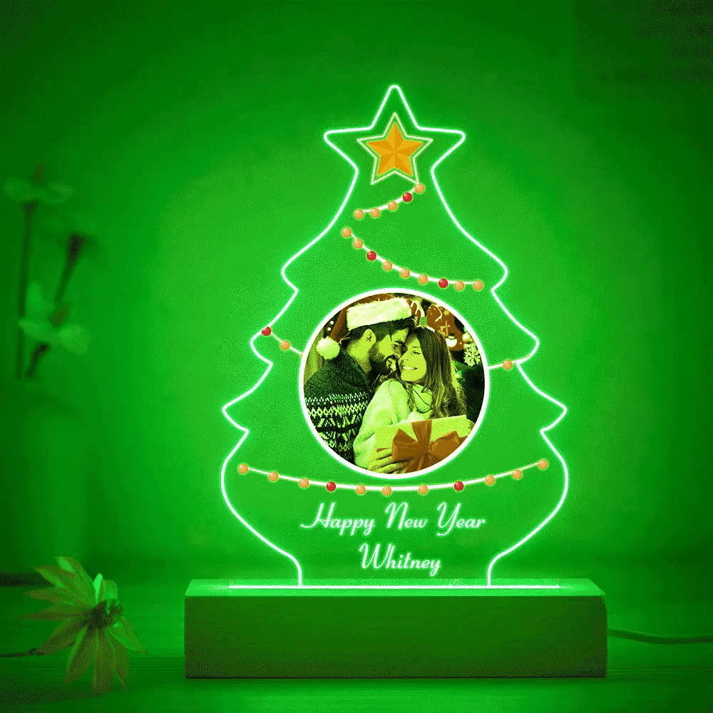 Custom Engraved Christmas Family Tree Night Light – 7 Color LED Lamp
