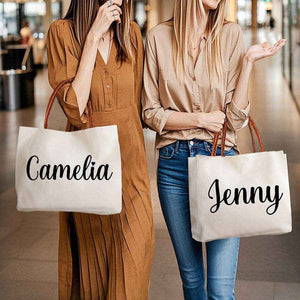 Personalized Name Canvas Tote Bag with Magnetic Buckle – Custom Gift for Her - Customise Now