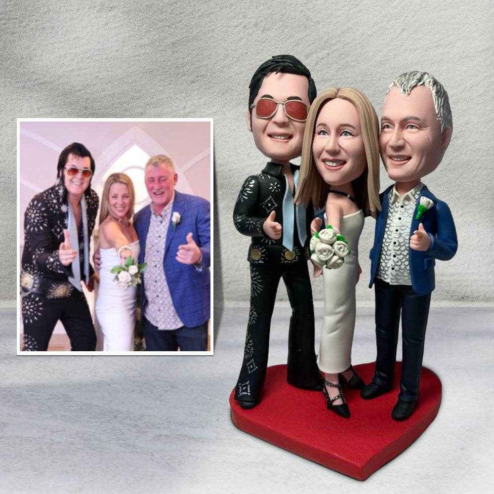 Customizable 3 Bobblehead Figures – Engraved Text & Full Body Customization - Customise Now