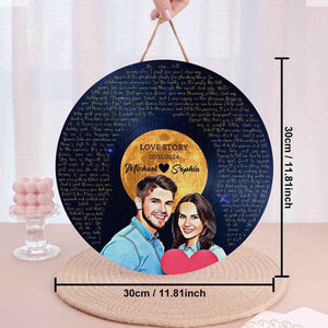 Custom Vinyl Record Wood Sign – Personalized Song Lyrics & Portrait Engraving - Customise Now
