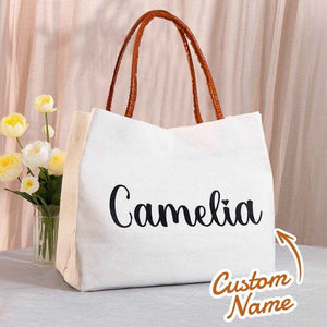 Personalized Name Canvas Tote Bag with Magnetic Buckle – Custom Gift for Her - Customise Now